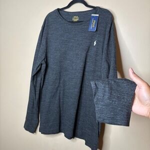 NWT Polo Ralph Lauren Men's Long Sleeve Dark‎ Gray Crew Shirt Sz XL